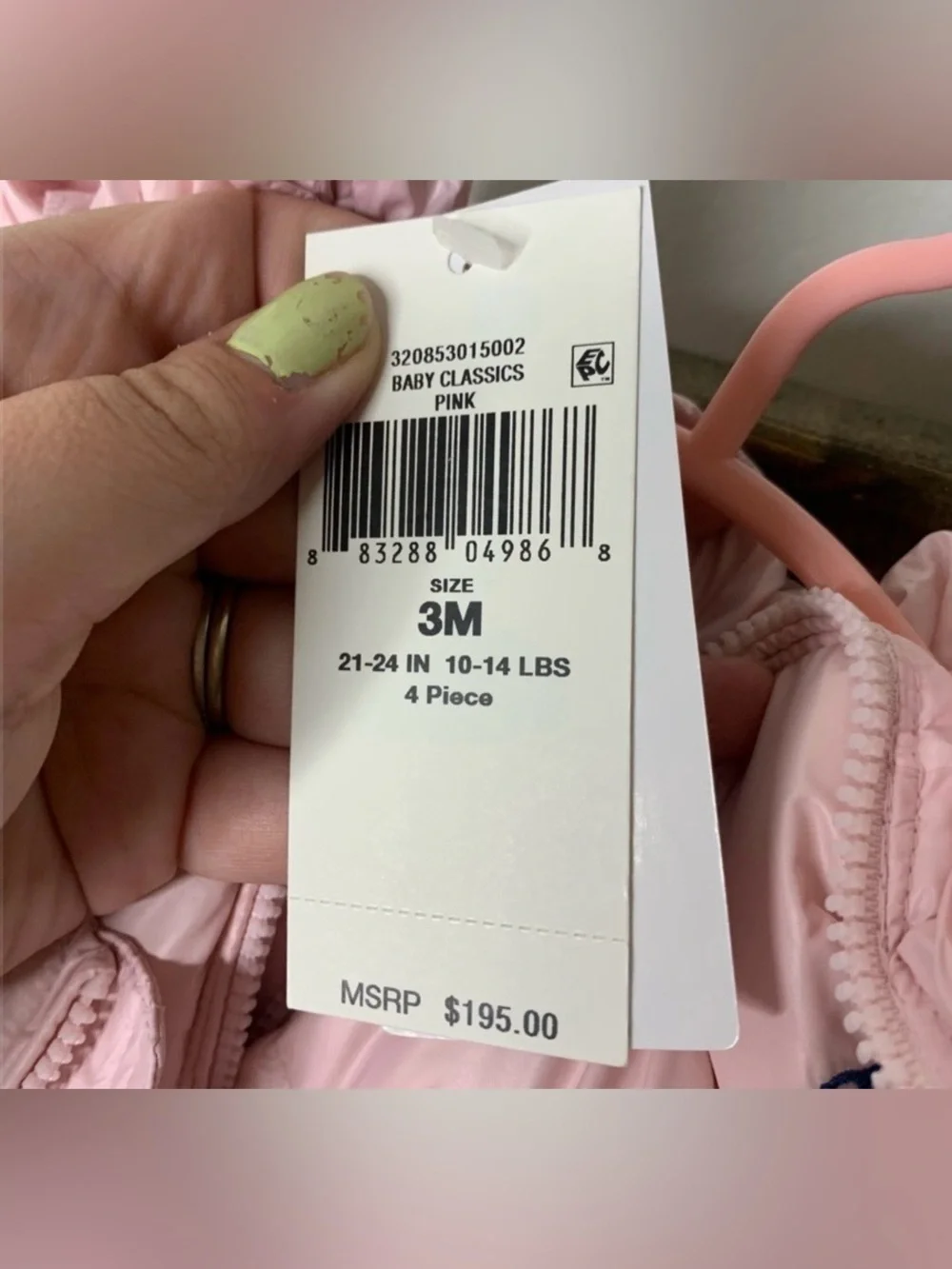 Ralph Lauren Pink Quilted Puffer Jacket, Pants & Mittens Set
